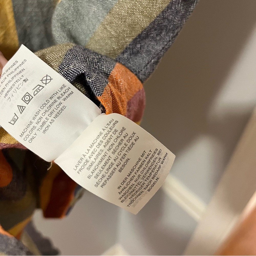 Madewell linen/cotton tie-front striped shirt - shirt sleeves- button up - Picture 4 of 7